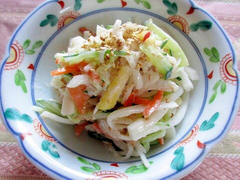 マヨ胡麻ドレ☆りんごと彩り野菜のサラダ